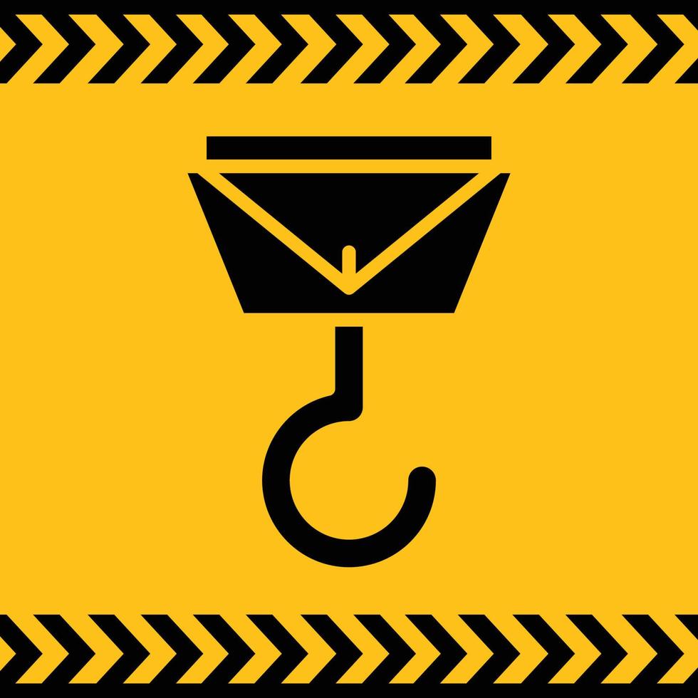 illustrazione di simbolo di sollevamento e gancio della gru su sfondo giallo vettore
