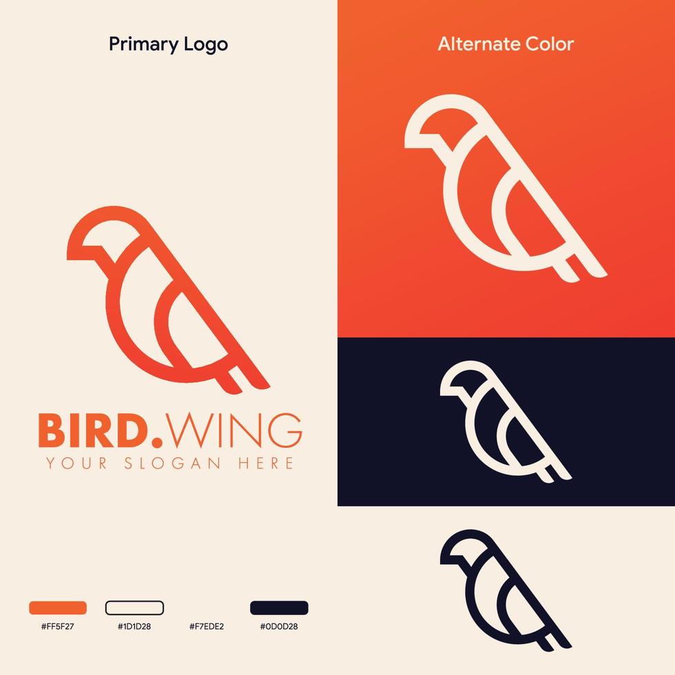 concetto di logo di uccello semplice minimale vettore