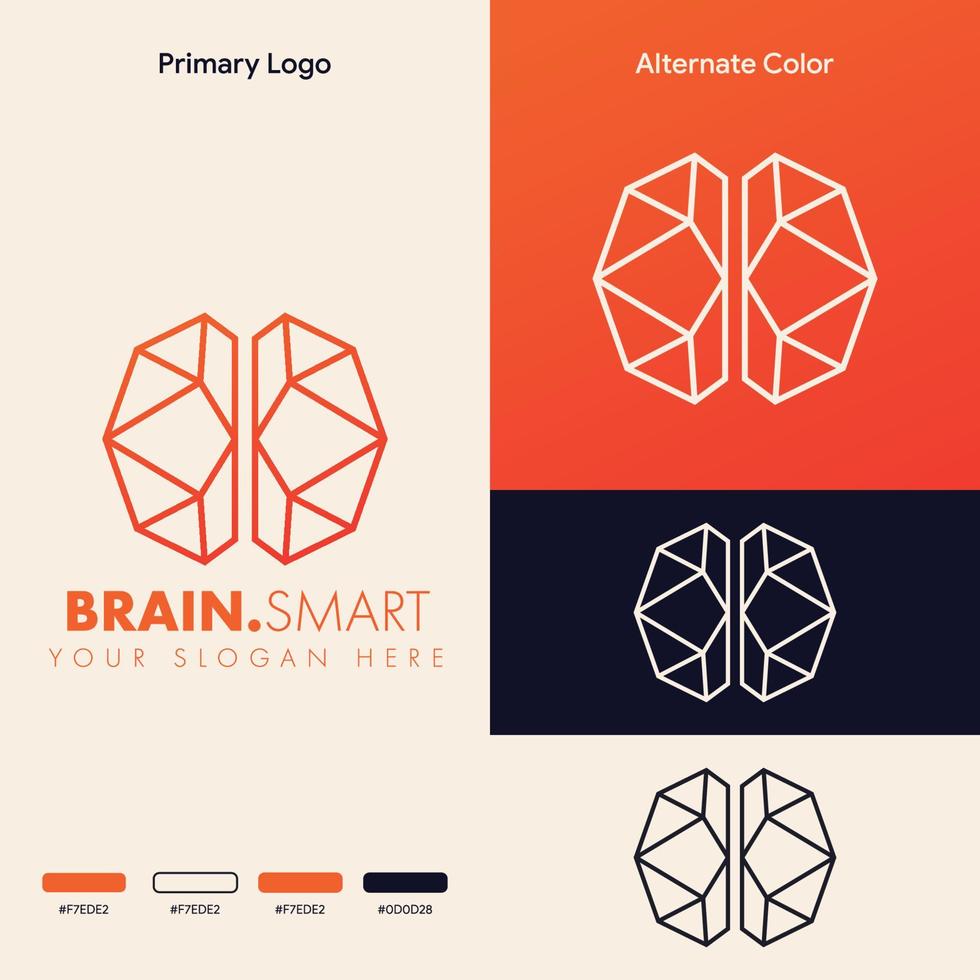 concetto di logo cervello semplice minimalista vettore