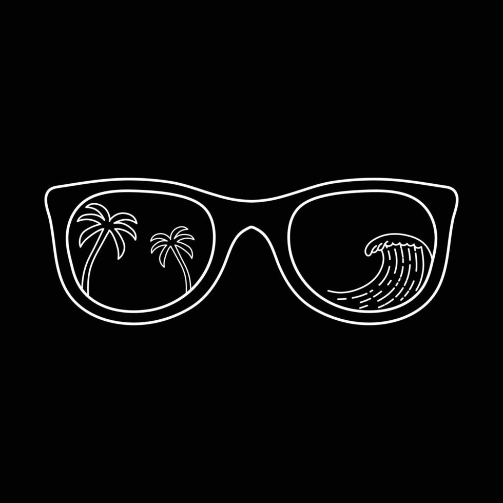 occhiali da sole estivi con linea di riflessione sulla spiaggia art vettore