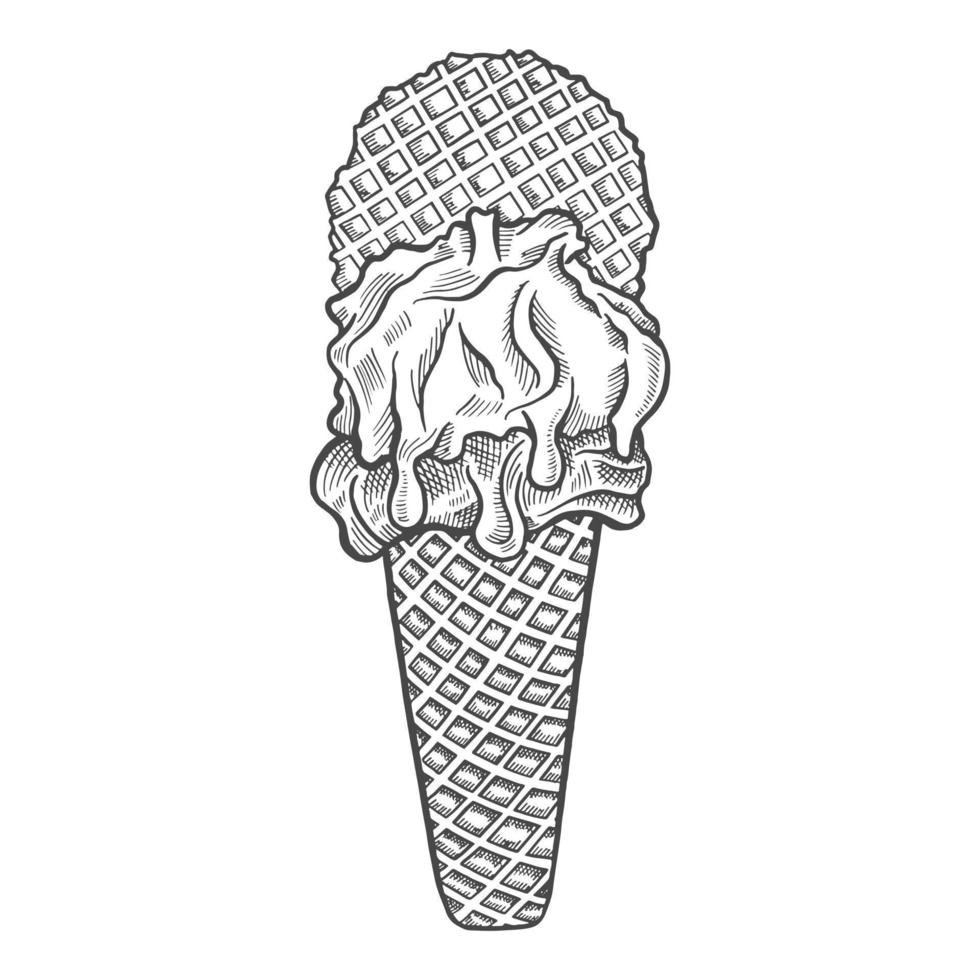 gelato gelato italia o cucina italiana cibo tradizionale isolato doodle schizzo disegnato a mano con stile contorno vettore