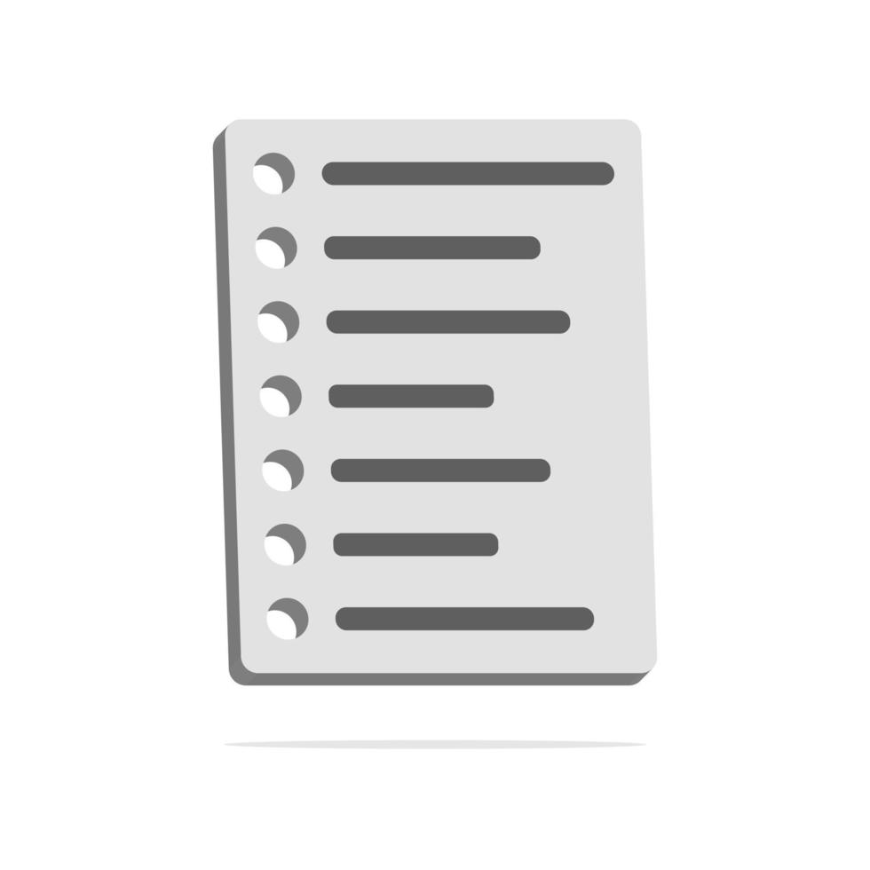 Carta per appunti 3d in stile cartone animato minimale vettore