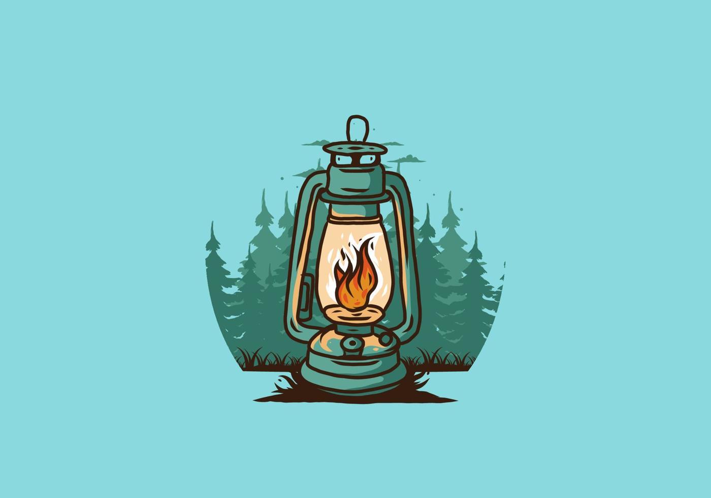 lanterna da esterno vintage colorata con fiamma di fuoco vettore