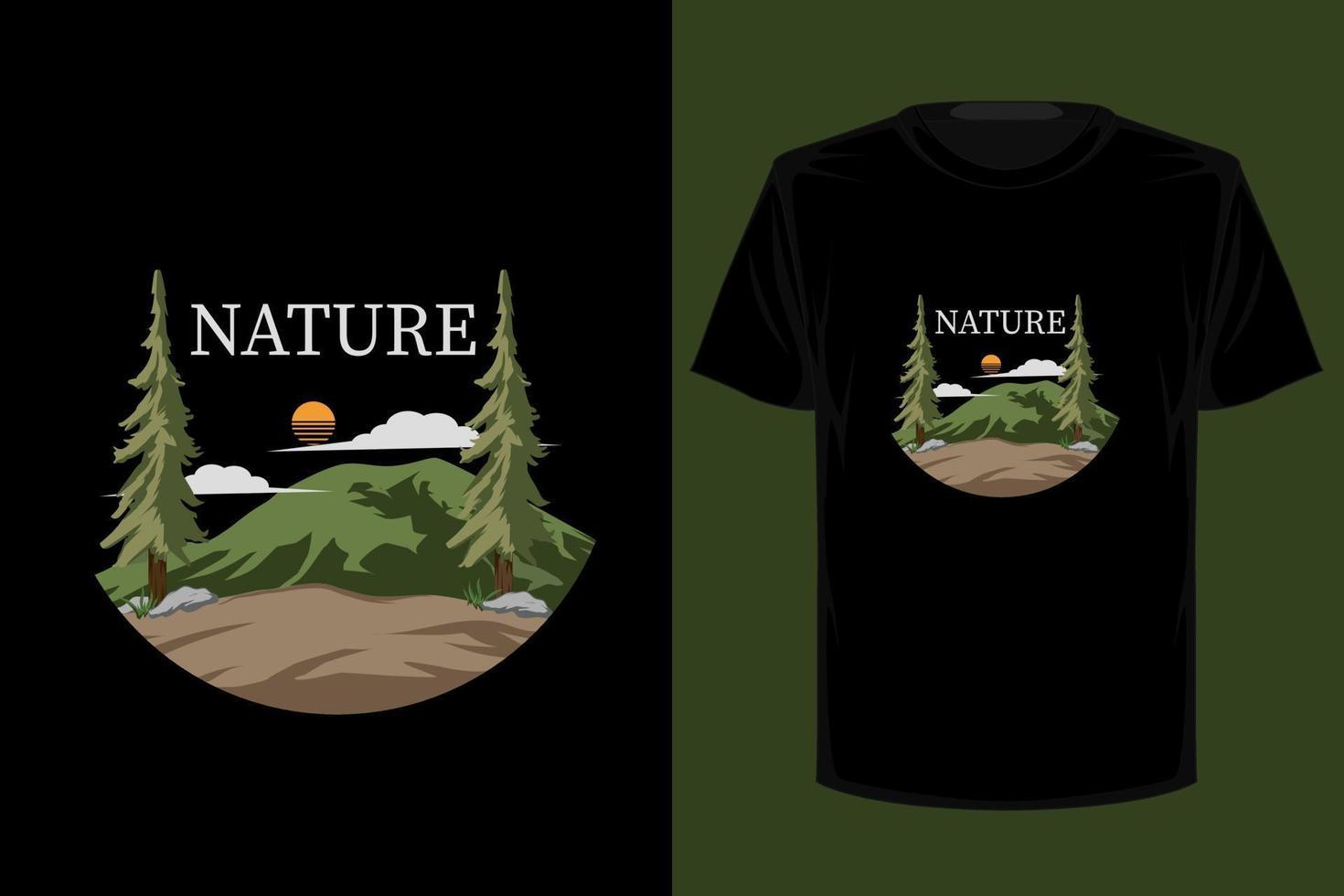 design della maglietta vintage retrò della natura vettore