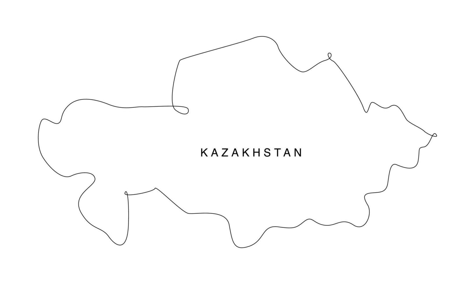 line art mappa del kazakistan. mappa dell'Europa a linea continua. illustrazione vettoriale. contorno unico. vettore