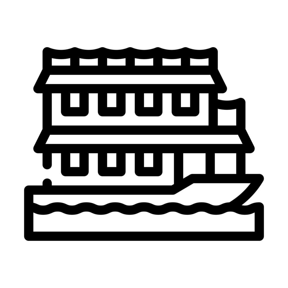 illustrazione vettoriale dell'icona della linea della casa galleggiante della barca