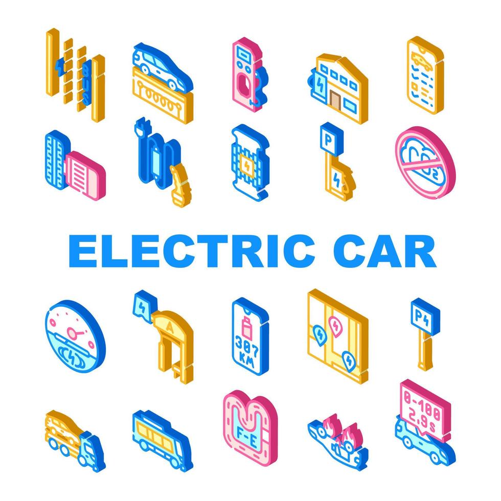 vettore di icone di raccolta di veicoli elettrici per auto