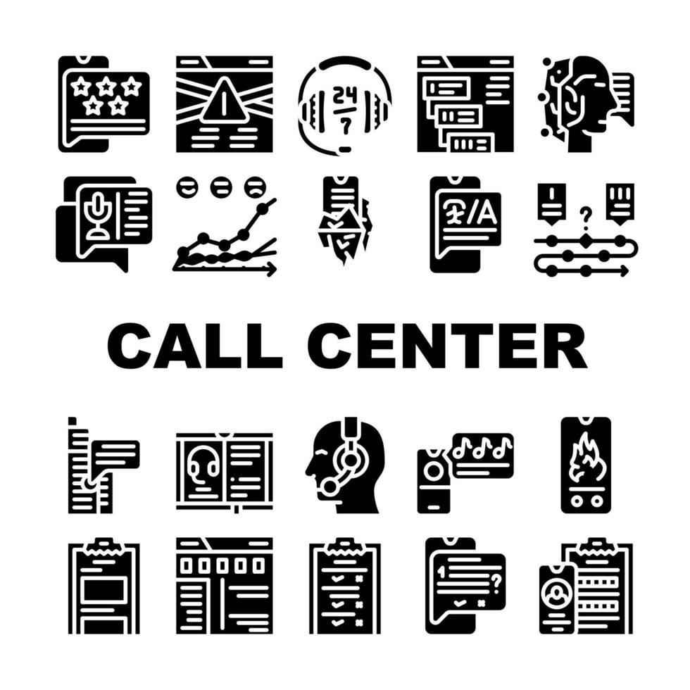 set di icone di raccolta del servizio di call center vettore