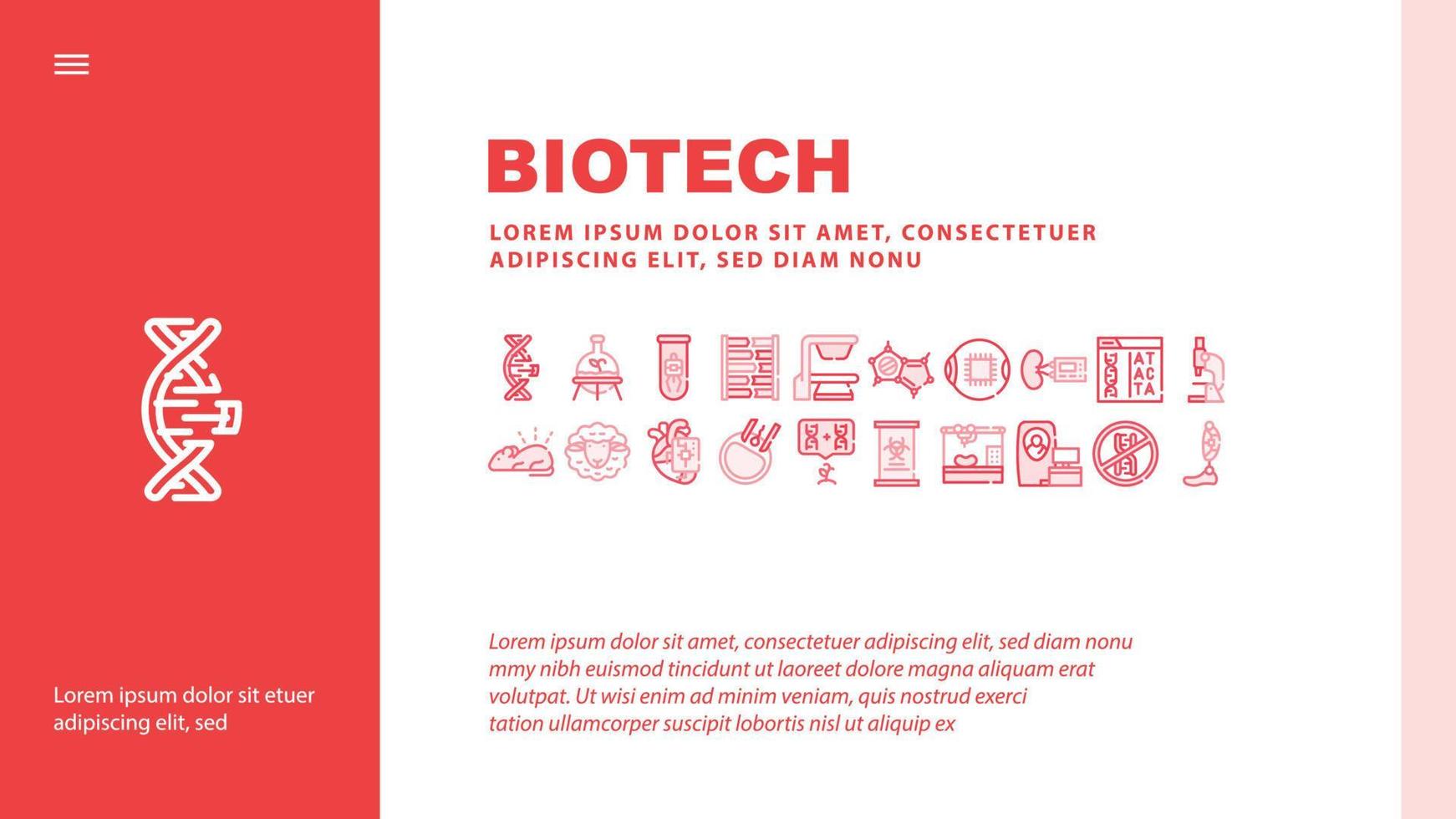 vettore di intestazione di atterraggio della tecnologia biotecnologica