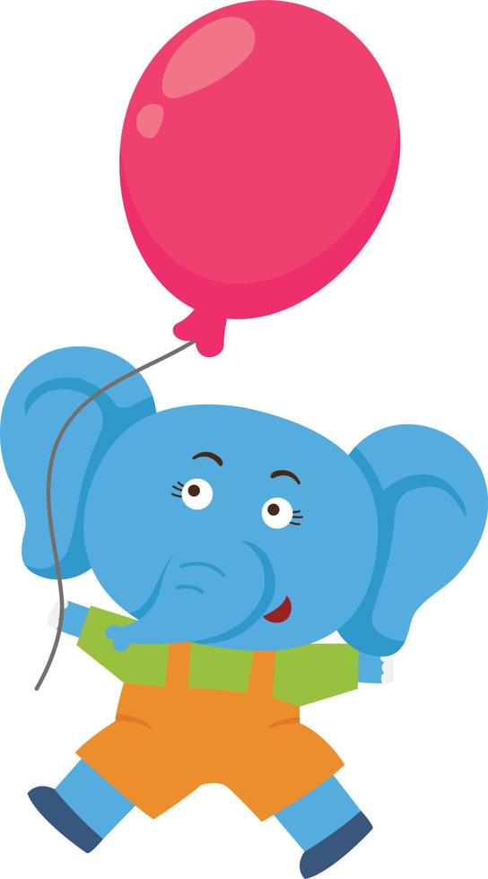 simpatico elefante che tiene il palloncino vettore