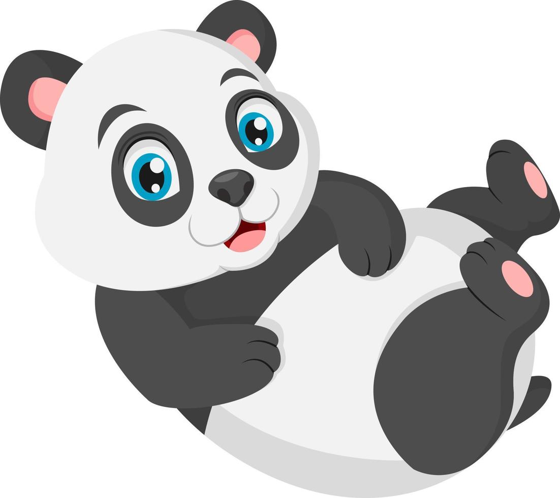 cartone animato carino bambino panda in posa vettore