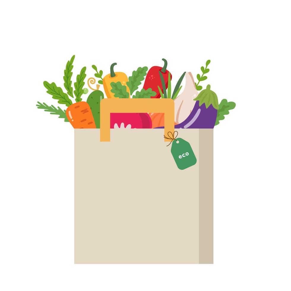 verdure fresche e biologiche. concetto di cibo per la spesa. prodotto agricolo fresco. cibo vegano sano. prodotti agricoli. elementi vettoriali disegnati a mano