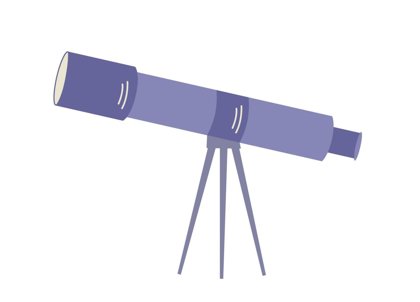 telescopio su un'illustrazione di doodle del fumetto del treppiede. immagine vettoriale di un dispositivo ottico.