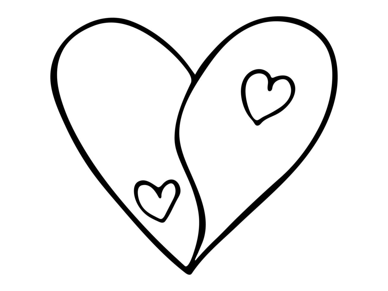 semplice illustrazione del cuore disegnato a mano. doodle del cuore di san valentino carino. clipart d'amore vettore