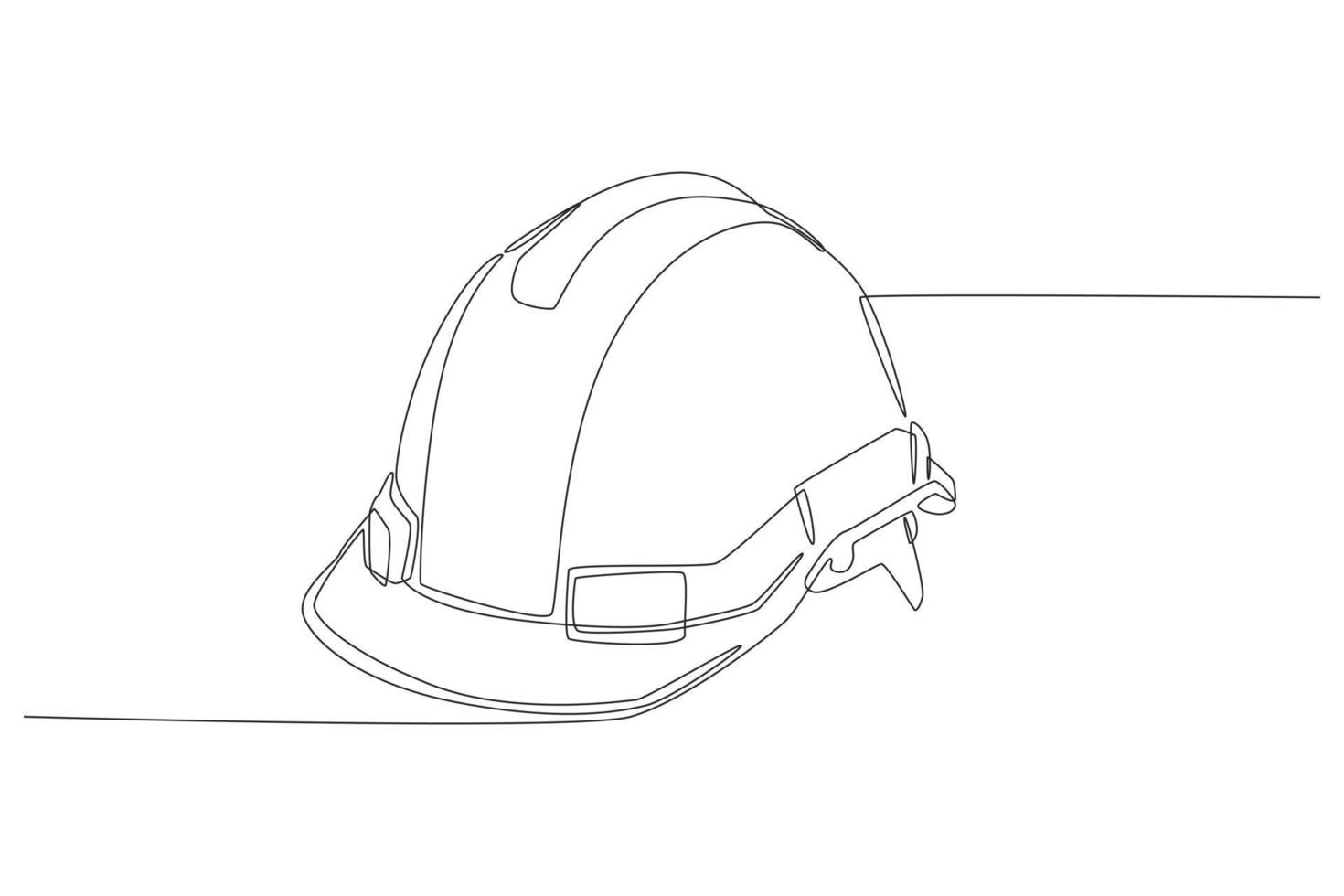 casco di sicurezza con disegno a linea continua per lavori di sicurezza. concetto di costruzione di strade ed edifici. illustrazione grafica vettoriale di disegno a linea singola.