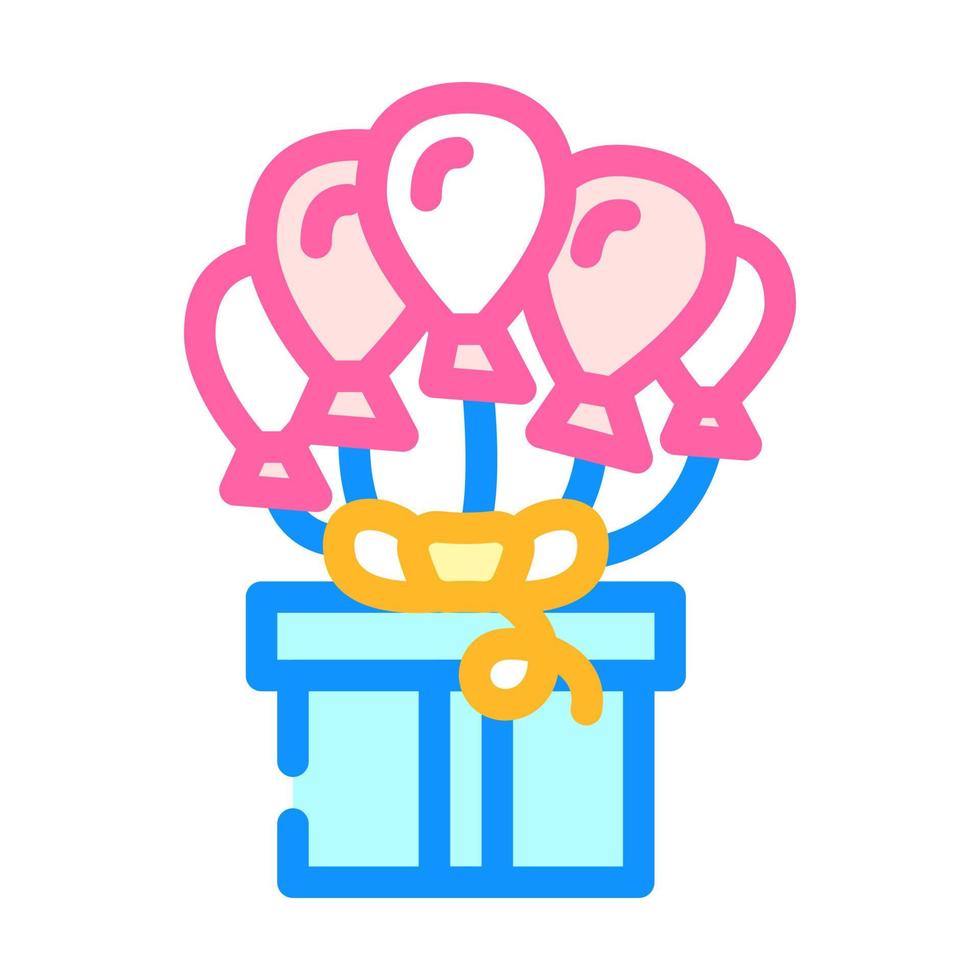 illustrazione vettoriale dell'icona del colore del regalo di palloncini di elio