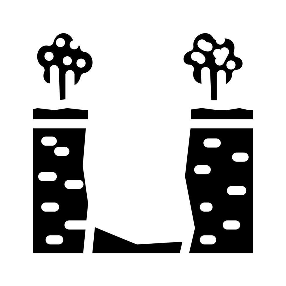 illustrazione vettoriale dell'icona del glifo del disastro della dolina carsica