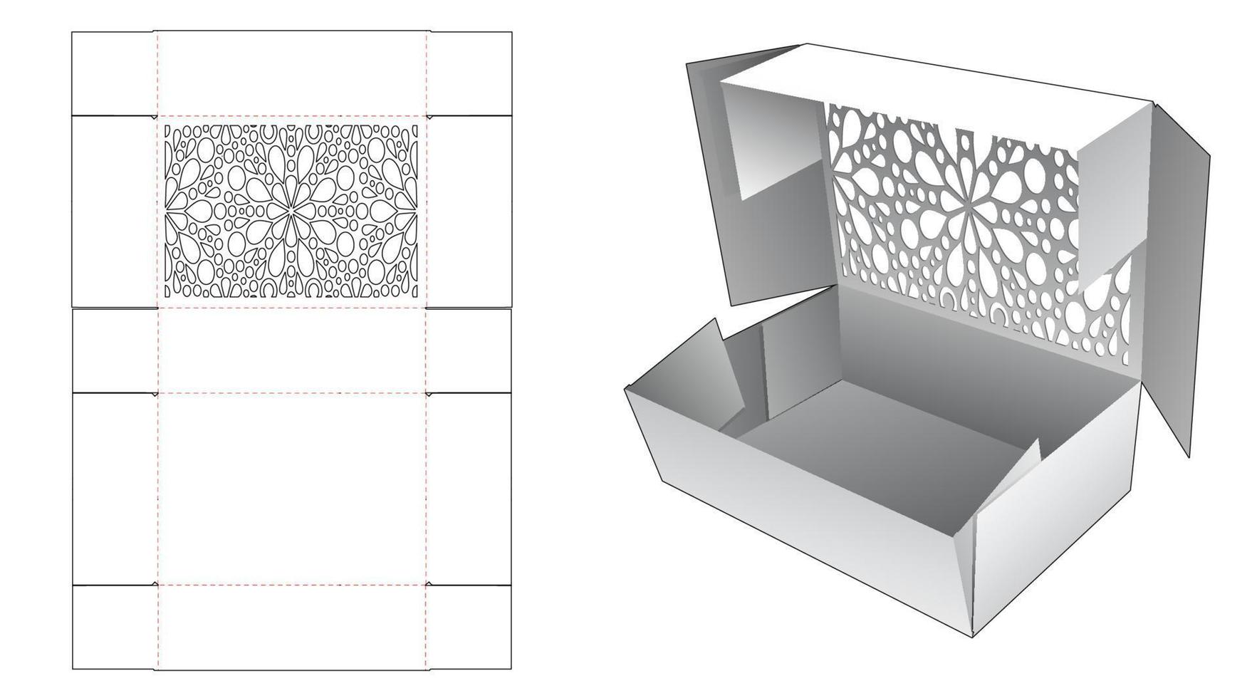 modello fustellato a scatola piegata con stencil e mockup 3d vettore