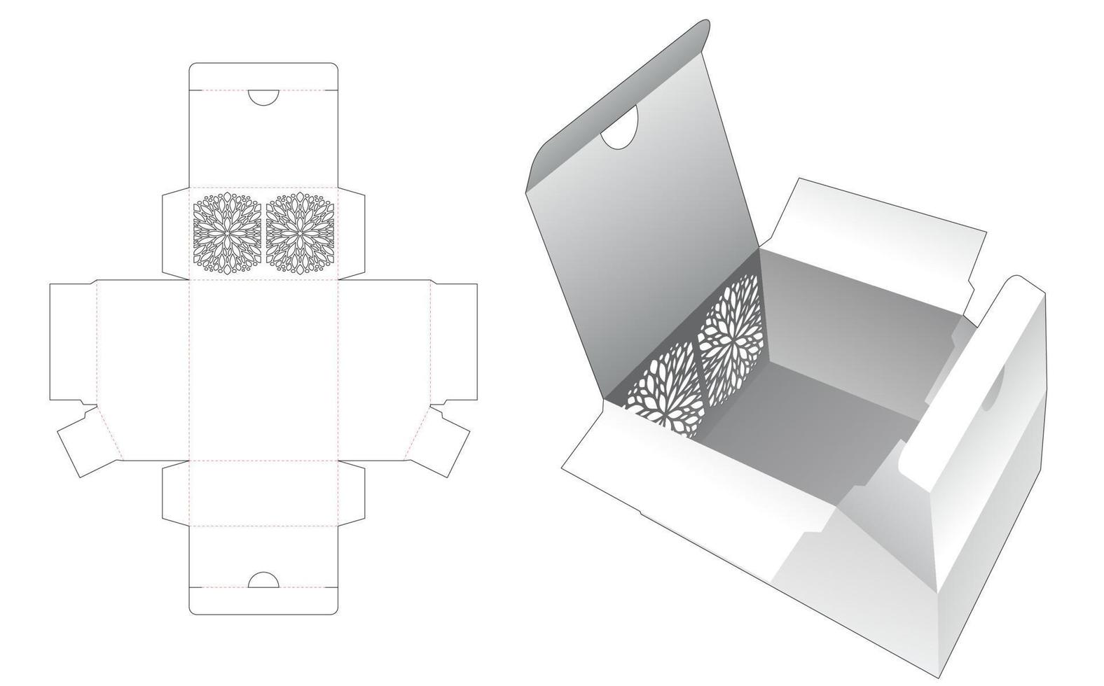 due lanci smussati box modello fustellato e mockup 3d vettore