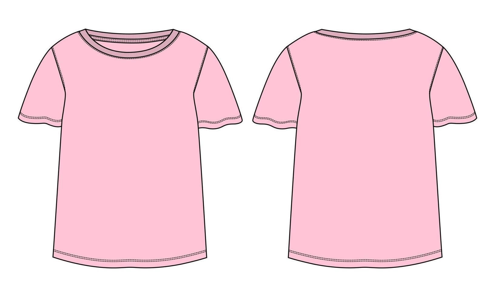 t shirt top tecnico moda schizzo piatto modello di illustrazione vettoriale per signore e neonate