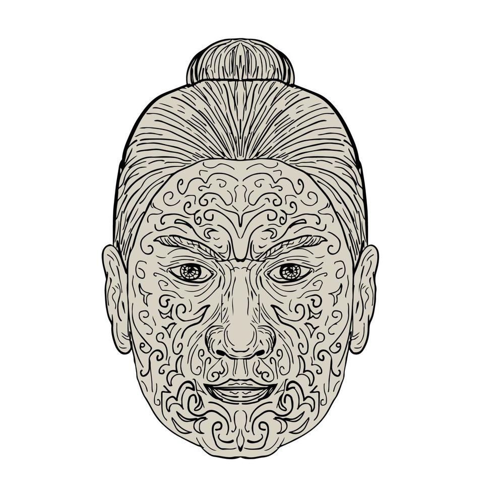 maori con faccia moko faccia tatuaggio vettore