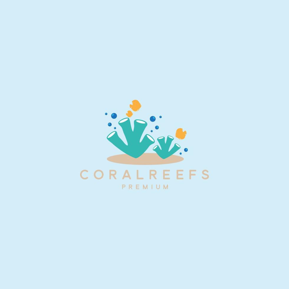 illustrazione dell'icona di vettore di disegno marino del logo della barriera corallina