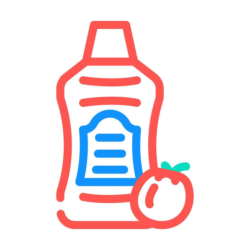 illustrazione vettoriale dell'icona del colore della bottiglia di pomodoro naturale della salsa