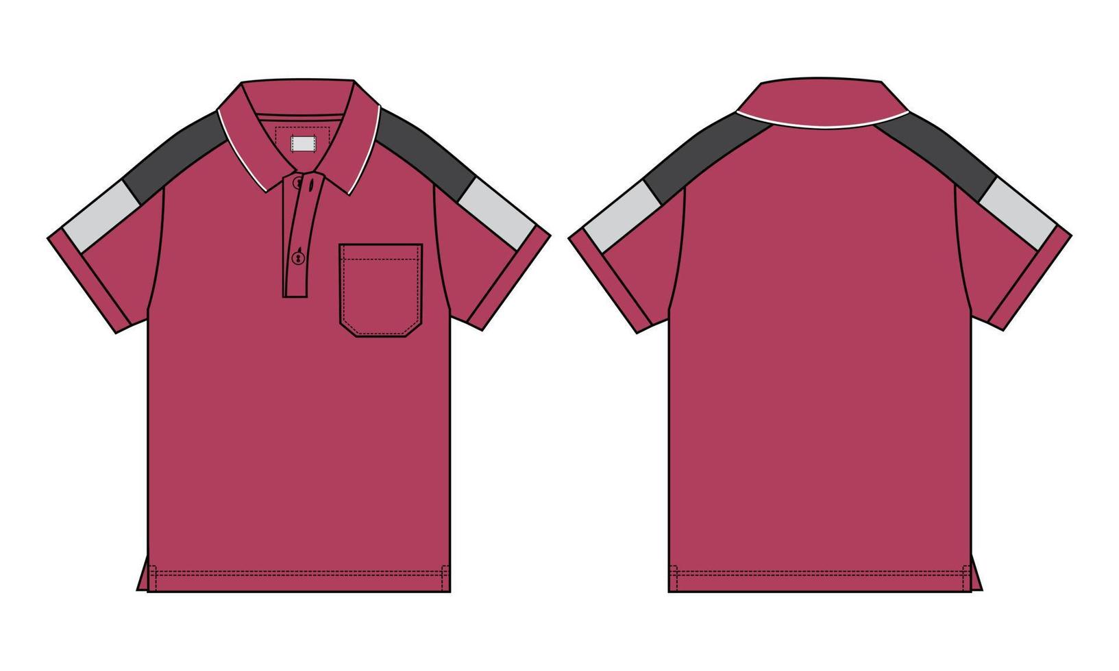 polo manica corta illustrazione vettoriale modello di colore rosso grigio per neonati