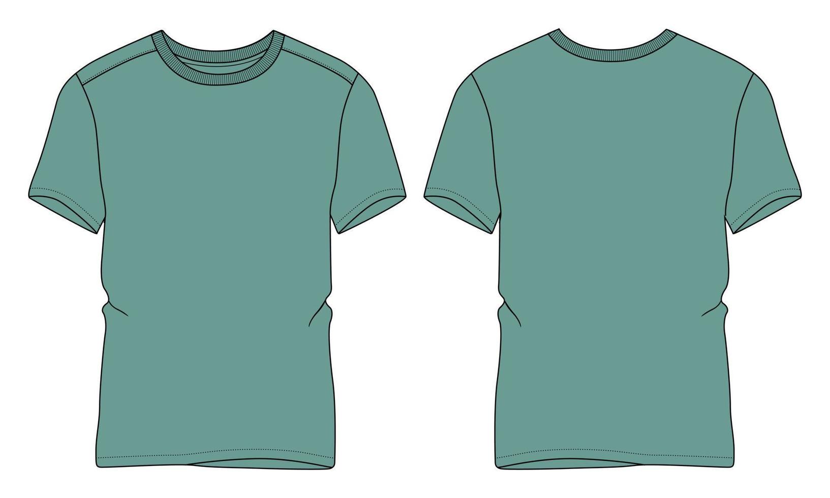 t-shirt a maniche corte tecnica moda schizzo piatto illustrazione vettoriale modello di colore rosso
