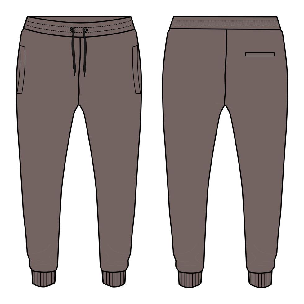 pantaloni della tuta jogger moda tecnica disegno piatto illustrazione vettoriale modello colore kaki