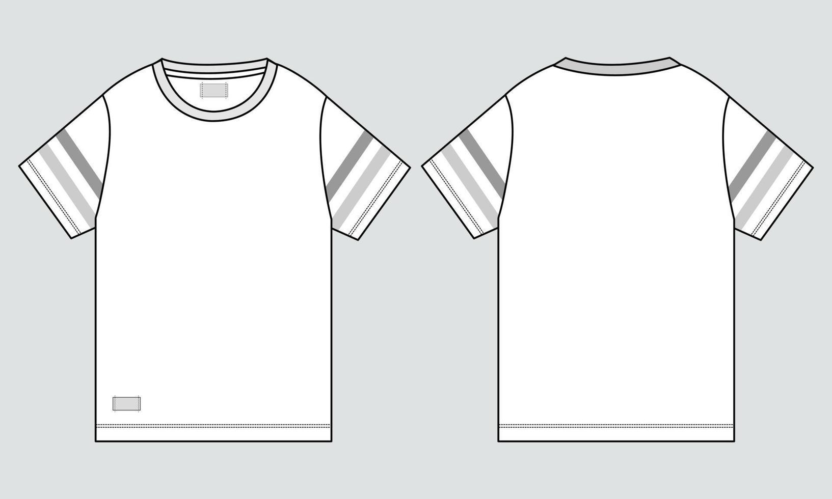 modello di illustrazione vettoriale di schizzo piatto di moda tecnica t-shirt a manica corta