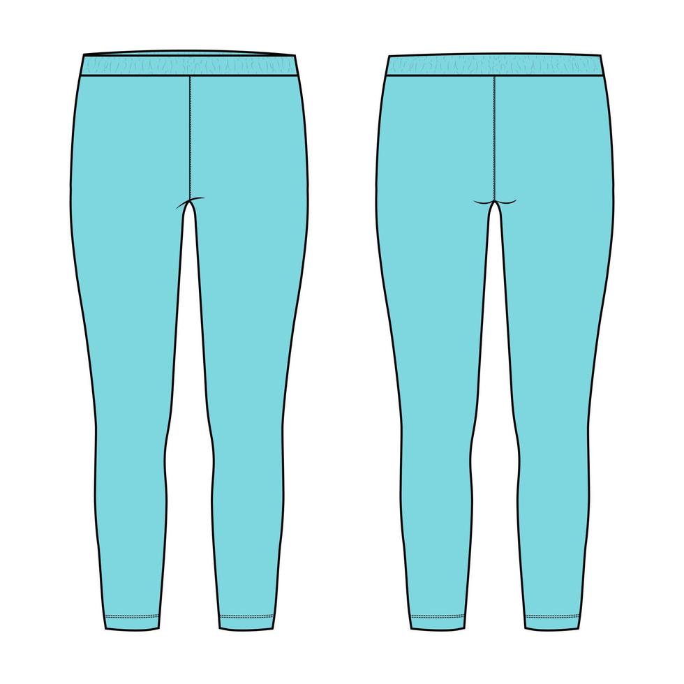 leggings moda tecnica schizzo piatto illustrazione vettoriale modello di colore blu cielo