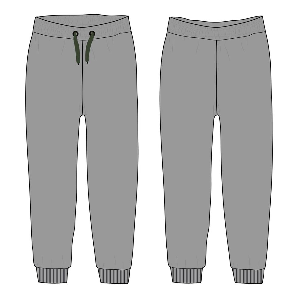 pantalone pigiama vestibilità regolare moda tecnica disegno piatto illustrazione vettoriale modello di colore grigio per donna