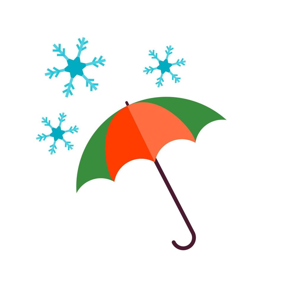 ombrello con icona multicolore piatta neve vettore