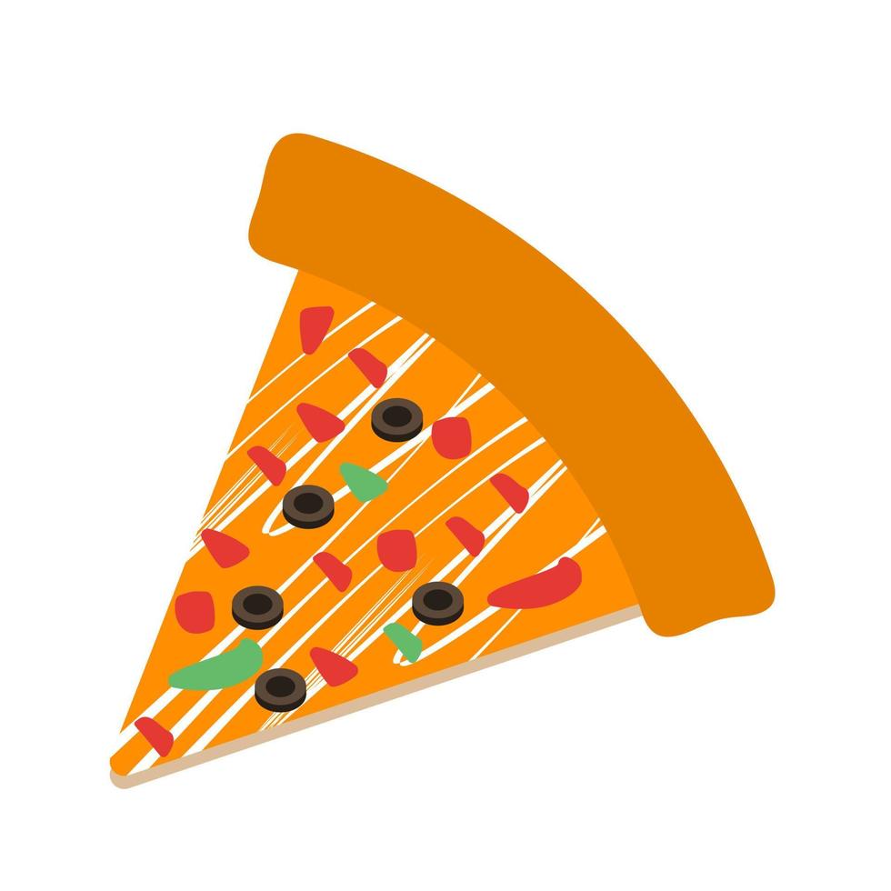 fetta di pizza piatta icona multicolore vettore