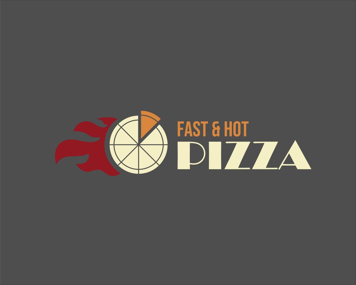 disegno del modello logo pizza con piccole fette di pizza vettore