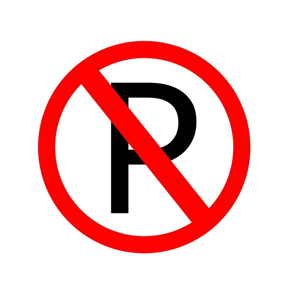 nessun segno di parcheggio. parcheggio vietato. nessuna icona del vettore di parcheggio.