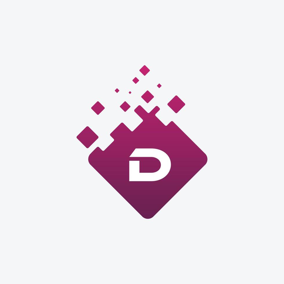 logo della lettera d. d vettore lettera design con quadrato.