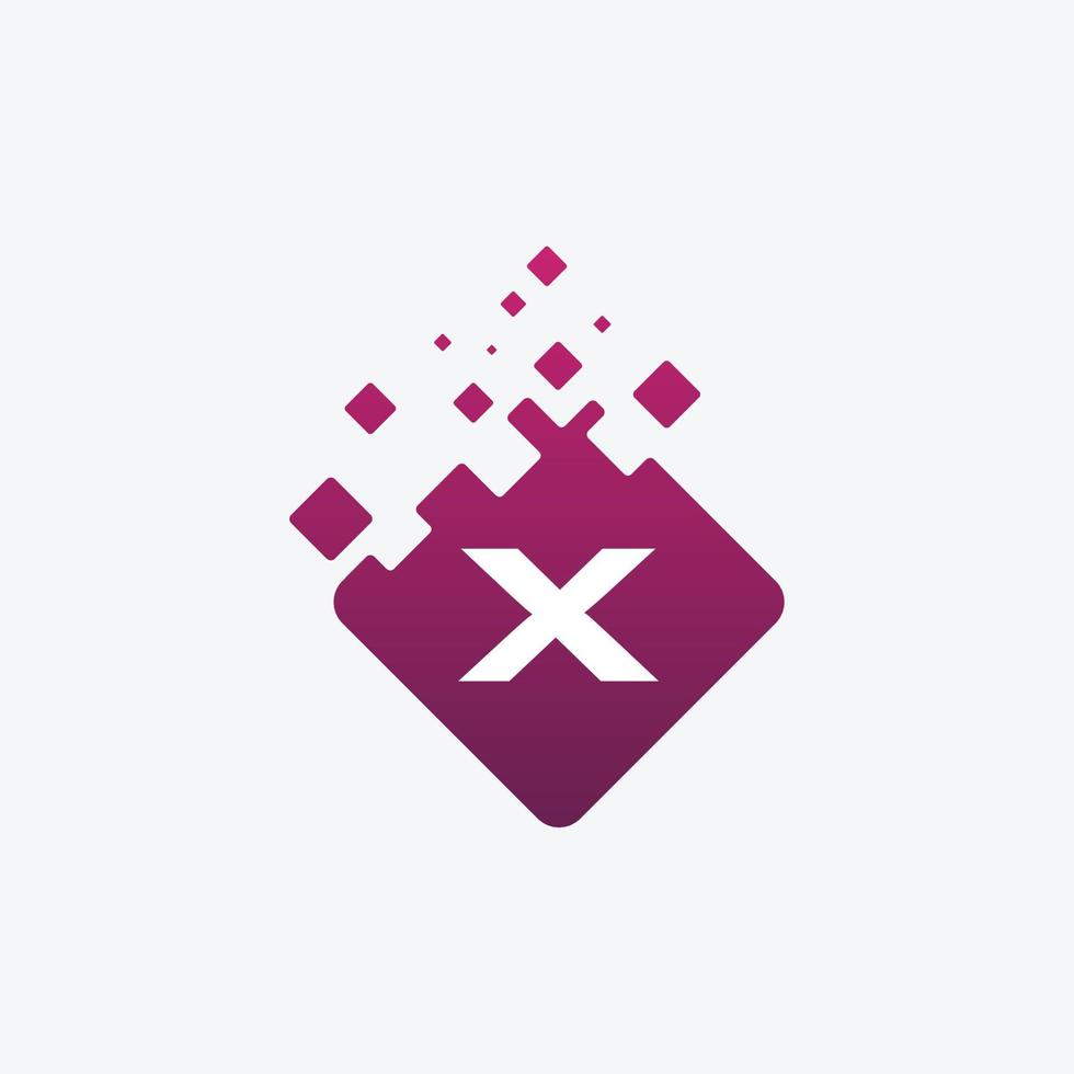lettera x logo. x design della lettera vettoriale con quadrato.