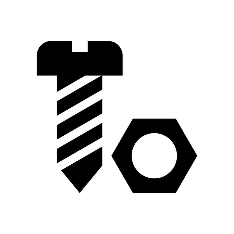 icona del bullone di design piatto nero con sfondo bianco vettore