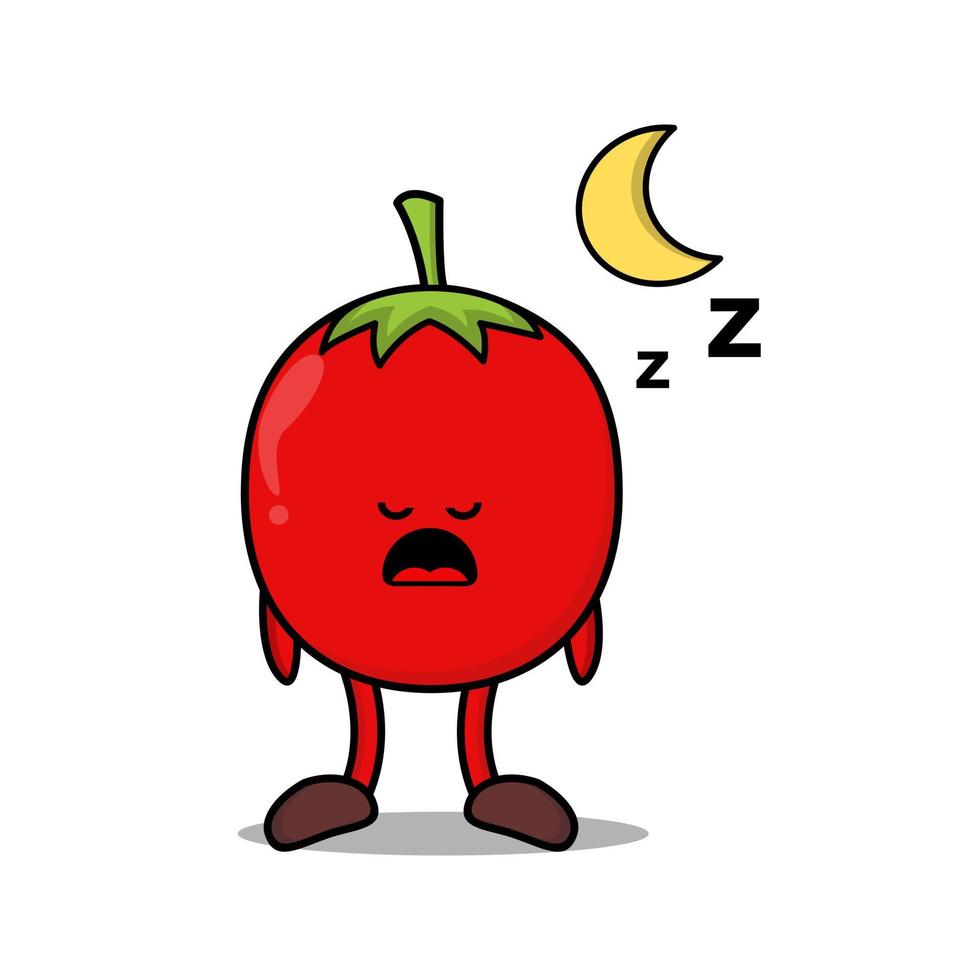pomodoro rosso simpatico cartone animato con molte espressioni vettore
