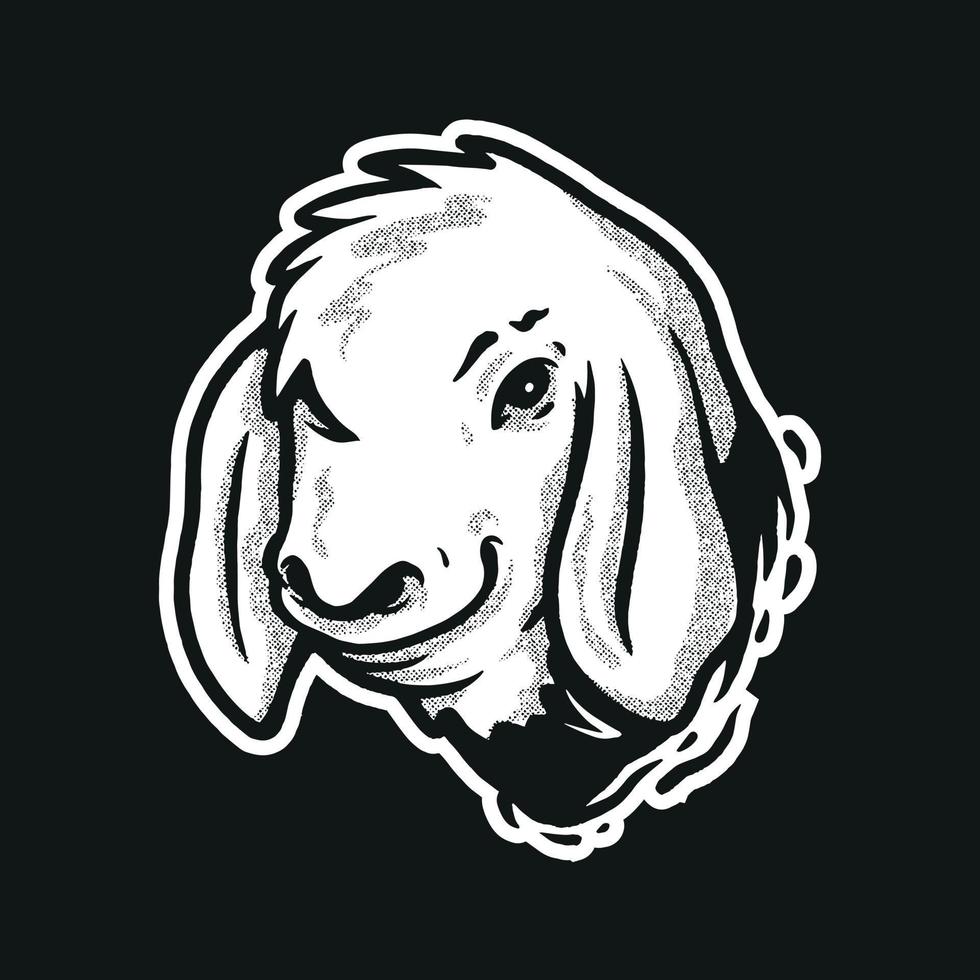 illustrazione del viso di capra. bianco e nero vettore