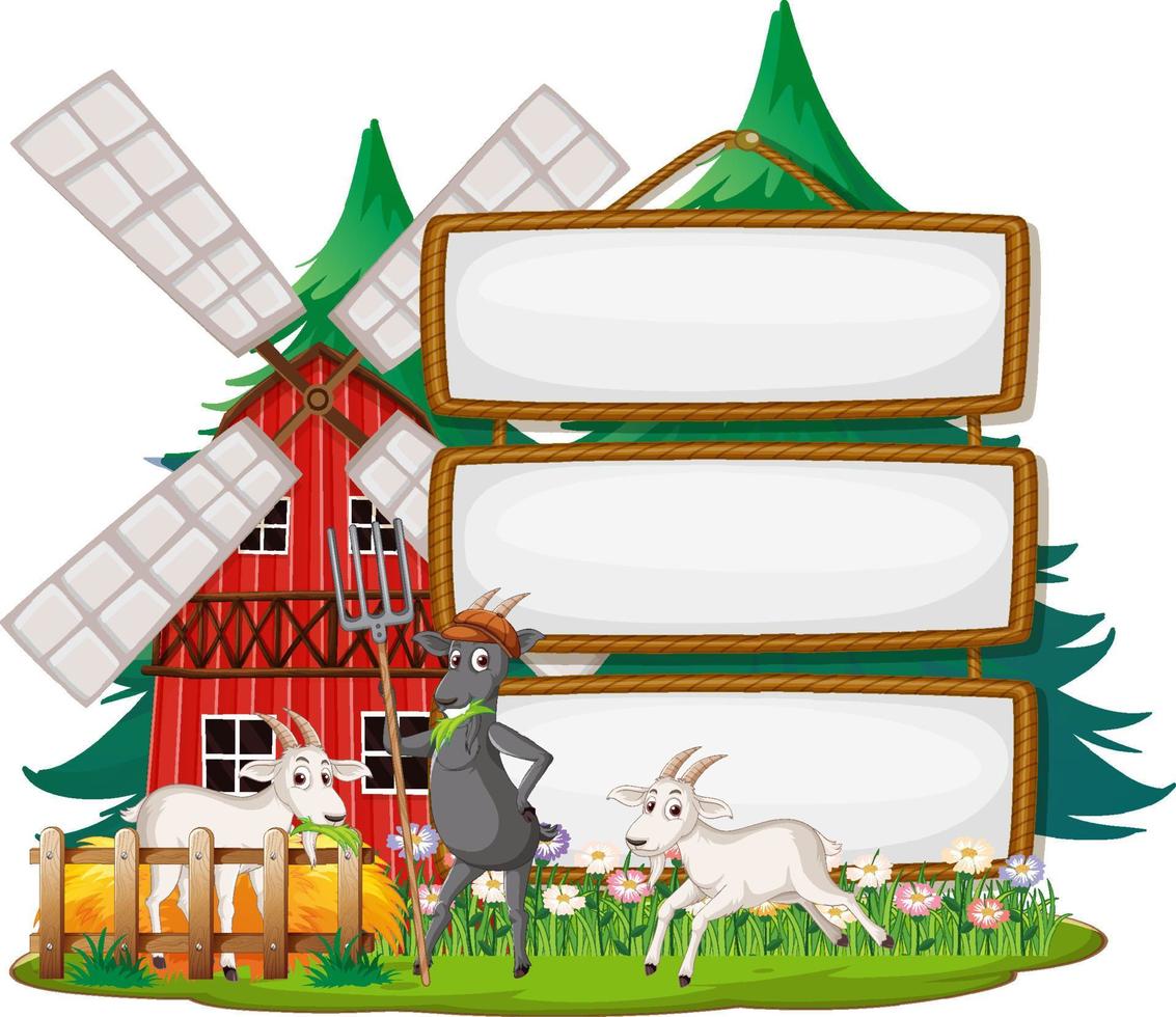modello di banner vuoto con animali da fattoria vettore