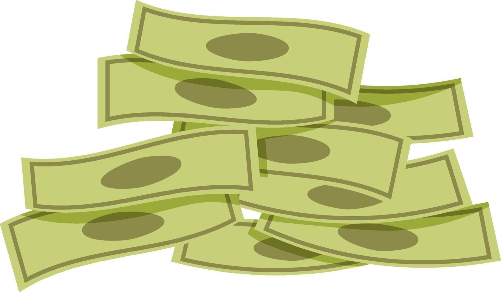 pila di banconote di denaro in stile cartone animato vettore