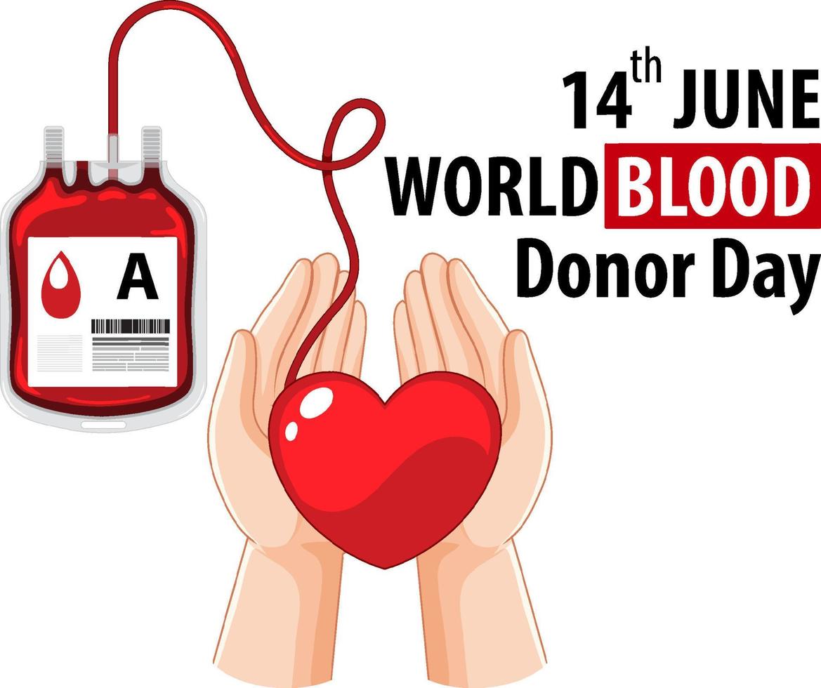testo e icona del giorno del donatore di sangue di giugno vettore