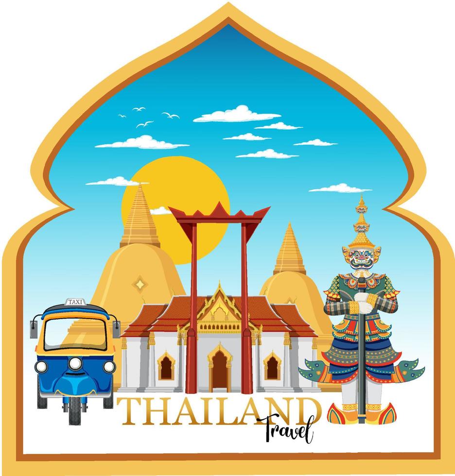 bandiera del logo del punto di riferimento di bangkok thailandia vettore