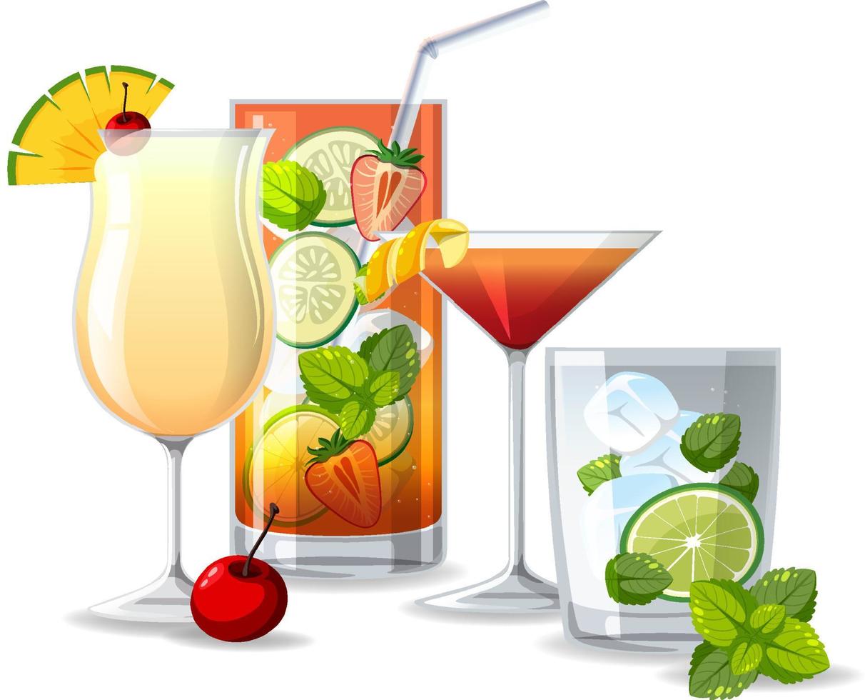 cocktail nel bicchiere su sfondo bianco vettore