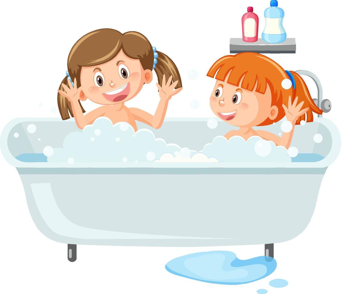 bambini felici nella vasca da bagno vettore