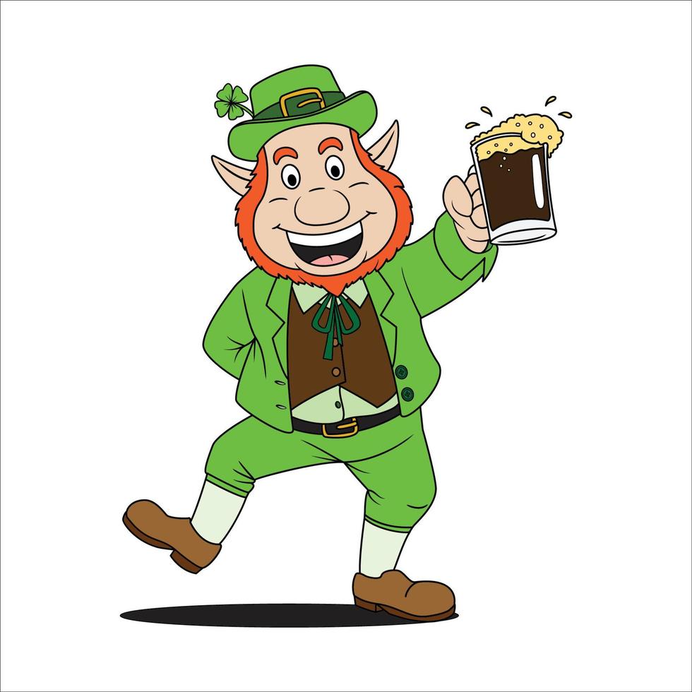 leprechaun che tiene birra in vetro vettore