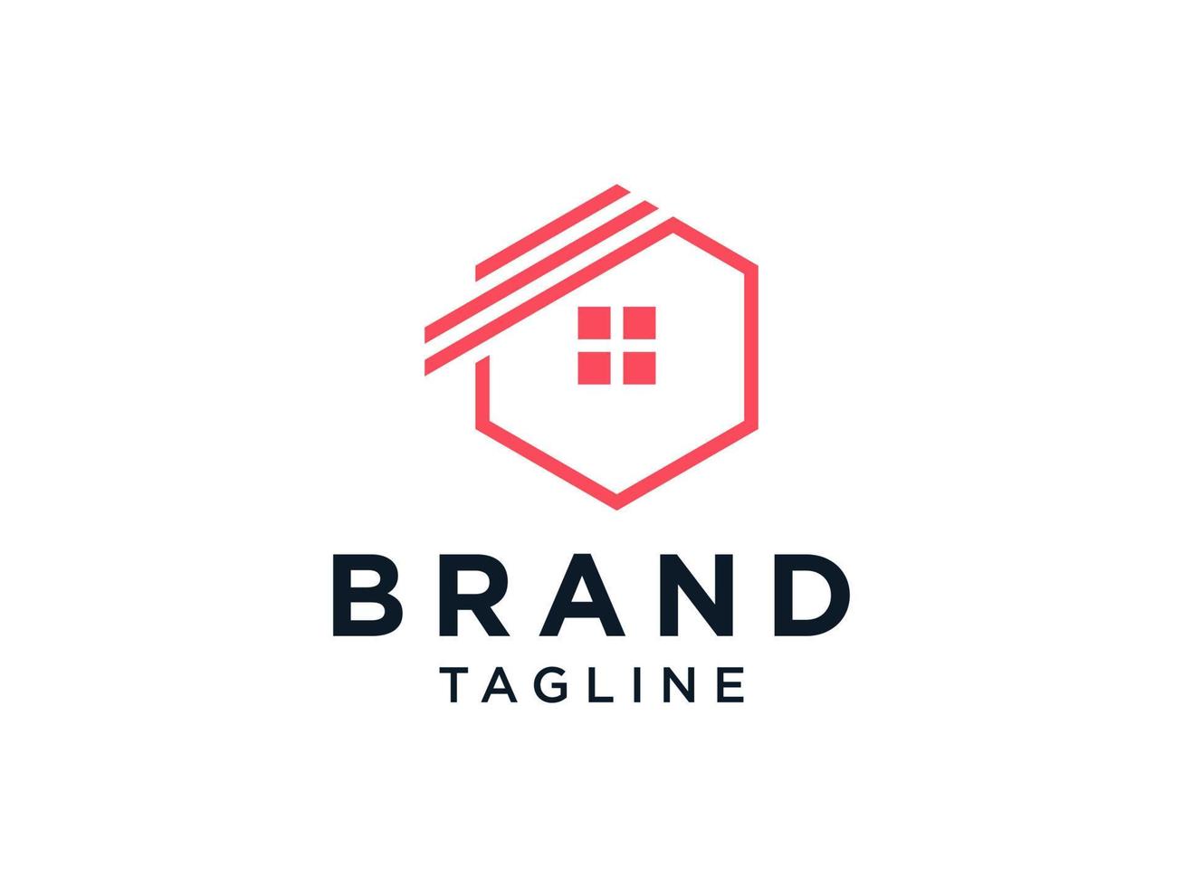 logo della casa. stile lineare geometrico di simbolo della casa rossa isolato su priorità bassa bianca. utilizzabile per loghi immobiliari, edili, architettonici e edilizi. elemento del modello di progettazione logo vettoriale piatto.